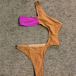 Mint Swim Two-Tone one piece- Tan and Purple